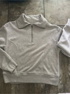 Universal Threads Womens Light Tan Heather Quarter-Zip Pullover Sweatshirt